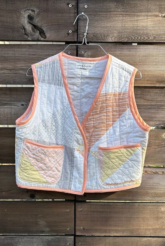 Handmade upcycled vintage quilt vest sustaina...