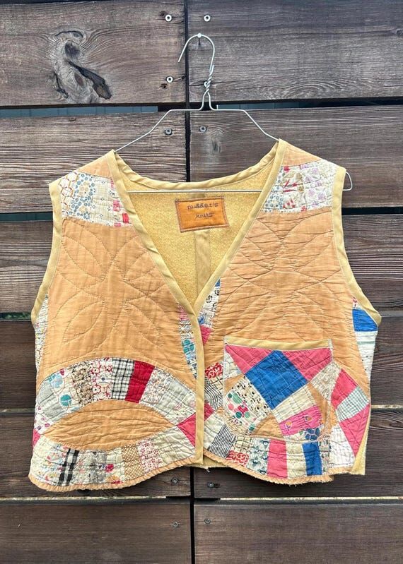 Upcycled Vintage Wedding Ring Quilt vest thri...