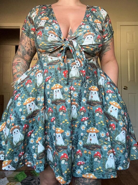 Mushroom Dress, Whimsical Autumn Dress, Smile...