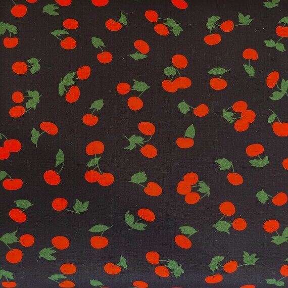 Cherry Bomb Cotton Poplin Sateen Fabric 1 Met...