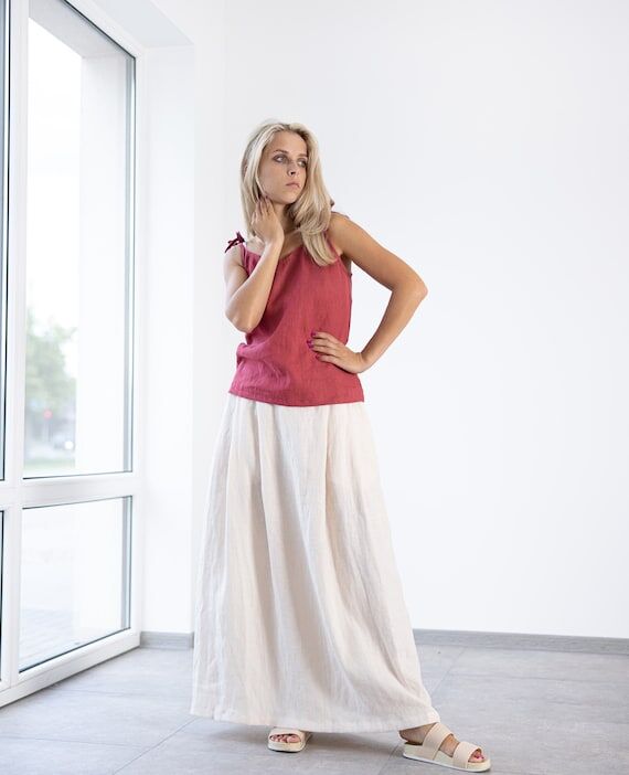 Women's Linen red top Camisole AVA / Linen cr...
