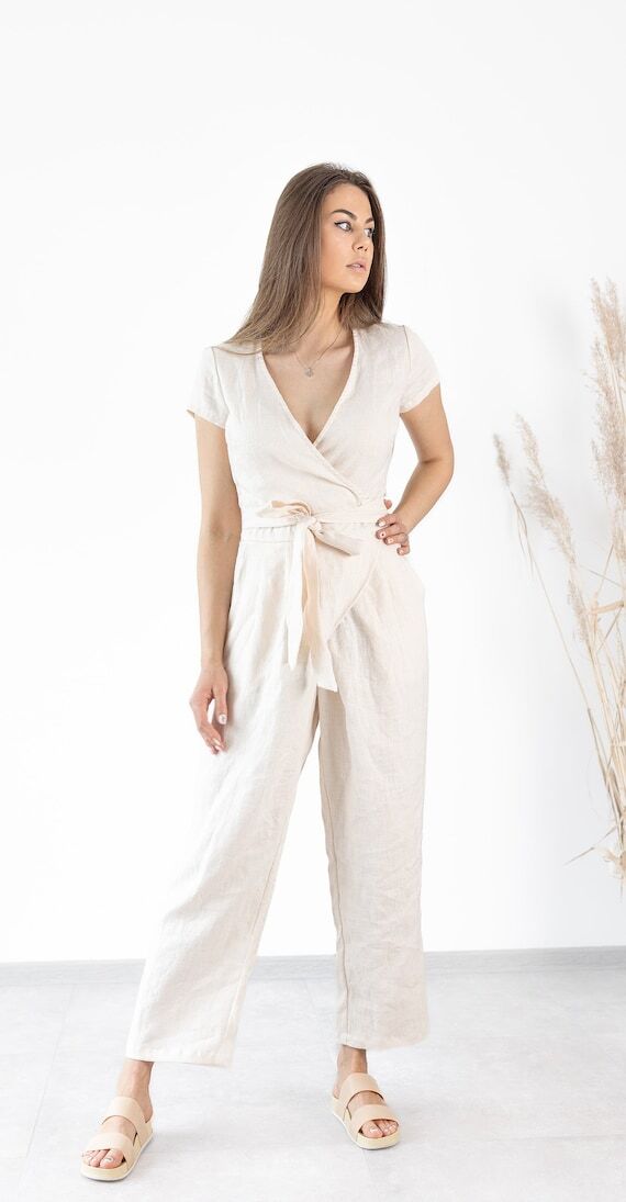 Linen Jumpsuit Mila / Loose Linen Overalls / ...