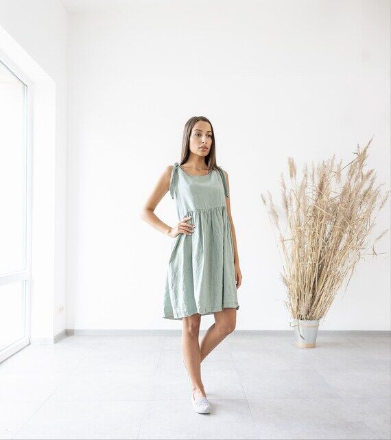 Linen Dress BIANCA / Linen Midi dress / Linen...