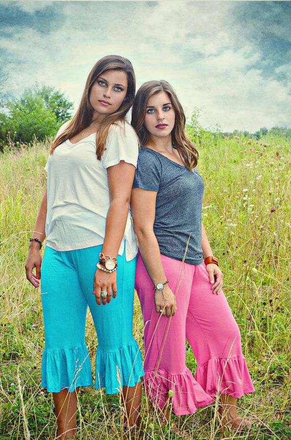 Handmade Cropped Ruffle Capris: Cotton Lycra ...