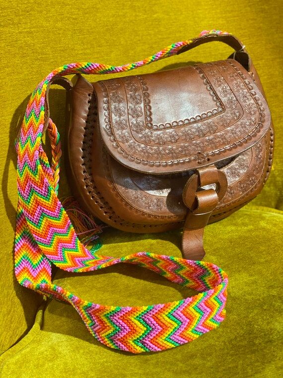Hand Tooled Leather Crossbody Bag: Bohemian V...