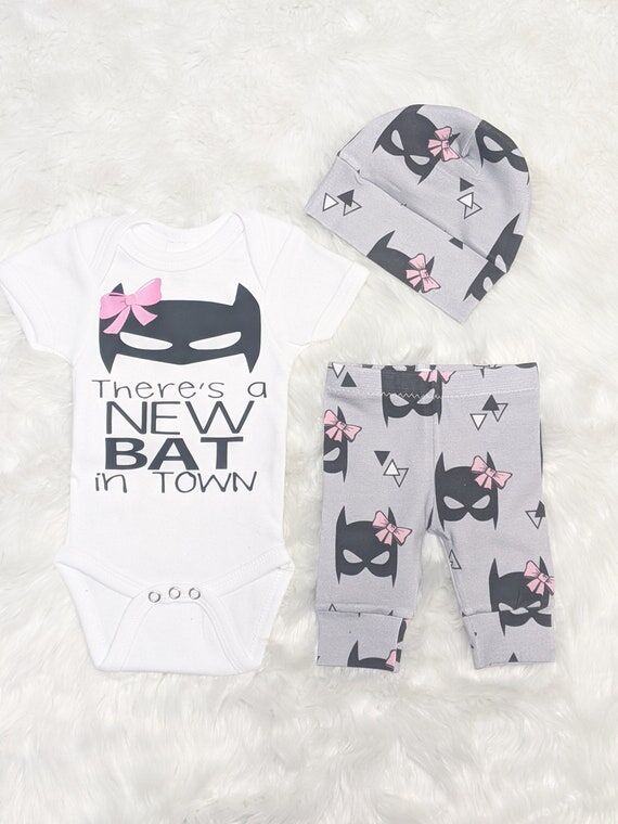 Custom Baby Girl Bat Outfit with Bodysuit Mas...
