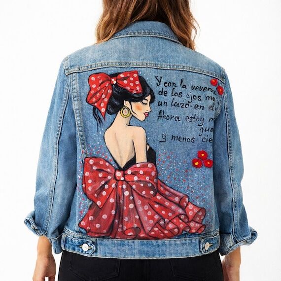 Hand Painted Denim Jacket | Flamenco Spanish ...