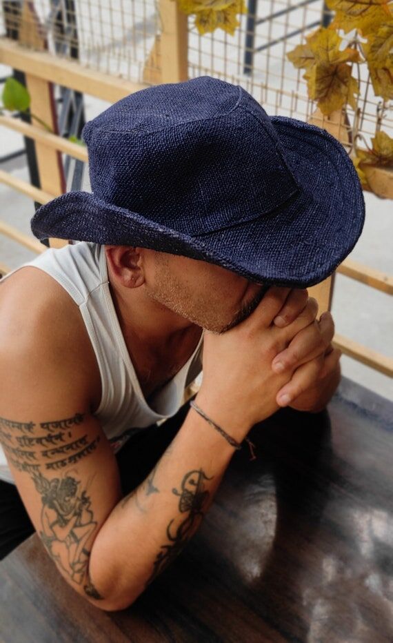 Handmade Hemp Sun Hat for Men: Sustainable Ne...