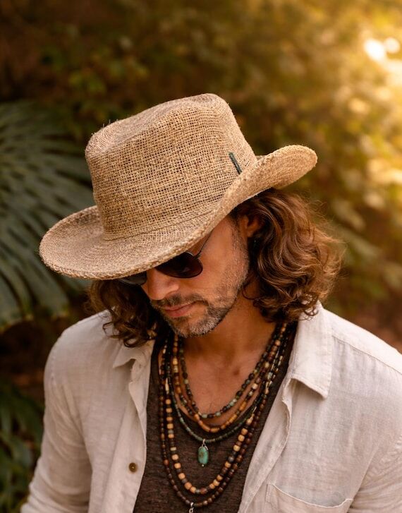 XL Handmade Hemp Sun Hat, Boho Festival Beach...