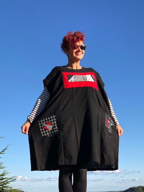 Plus Size Patchwork Tunic Dress: Upcycled Cot...