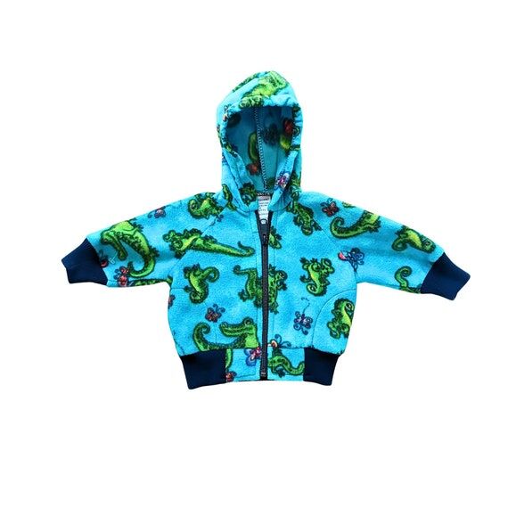Alligator Print Fleece Baby Jacket: Turquoise...