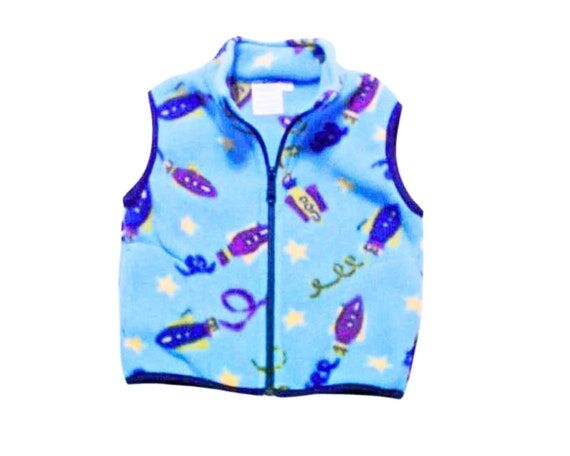 Handmade Blue Rockets Fleece Vest: Baby Toddl...