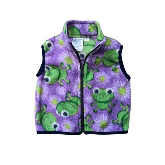 Handmade Fleece Vest: Purple Frog Print, Baby...