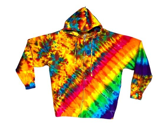 Tie Dye Zip Hoodie Psychedelic Rainbow Pinwhe...