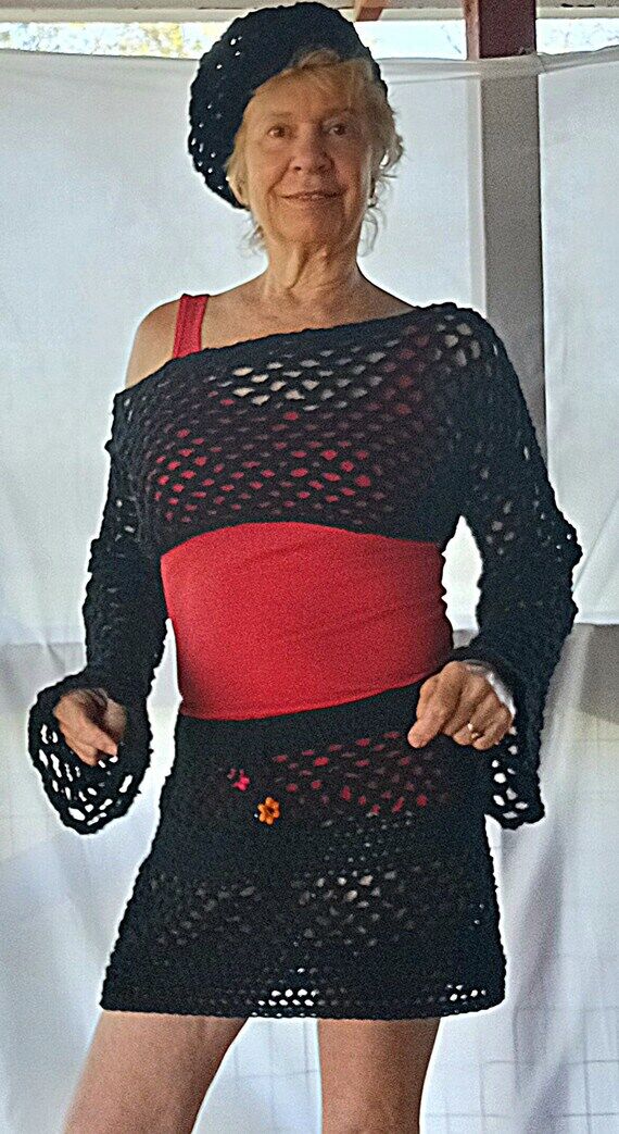 Handmade Boho Crochet Mesh Coverup Set, Mini ...