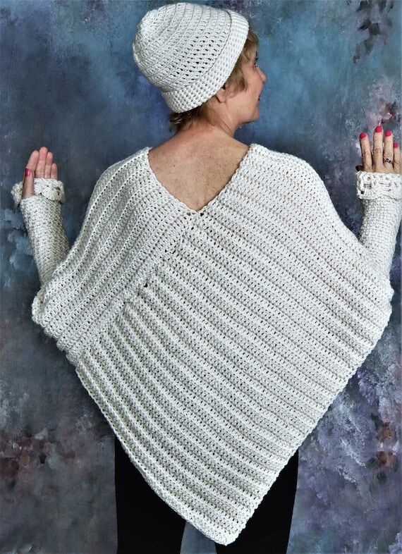 Handmade Crochet boho shawl Poncho Boho Cotta...