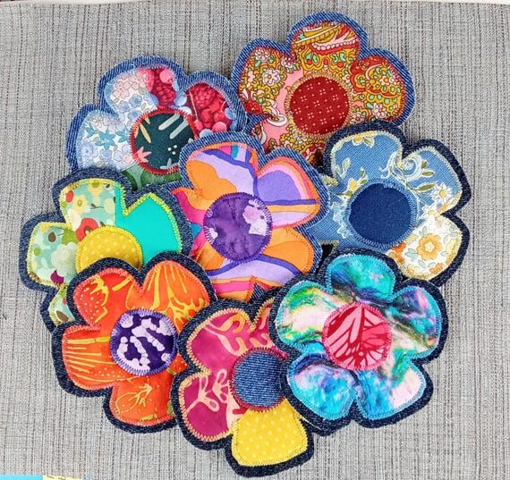 Boho Flower Patch: Handmade Upcycled Fabric A...