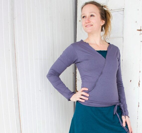 Long Sleeve Crop Wrap Top - Many Colors Avail...