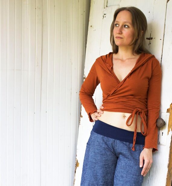 Barcelona Hooded Organic Wrap Top - Adjustabl...