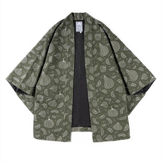 Aki | Japanese Haori Jacket, Olive Green Pump...