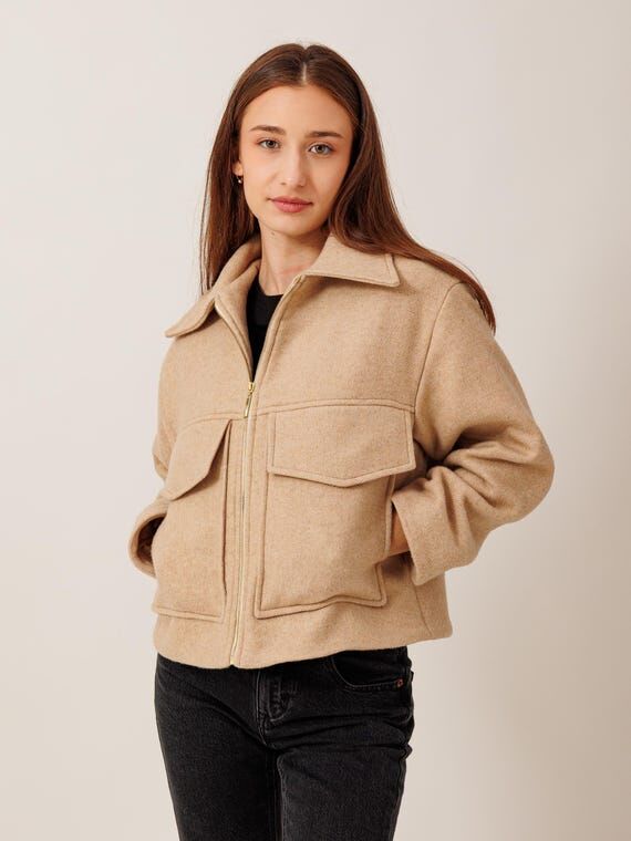 Handmade Women’s Wool Barn Jacket, 100% Woo...