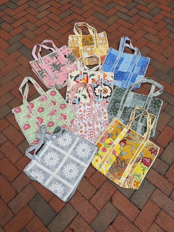 Handmade Cotton Quilted Tote Bag...