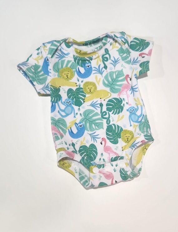 Adorable Jungle Bodysuit for Babies, Cute Jun...