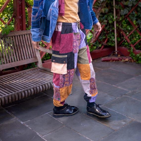 Patchwork Corduroy Cargo Pants | Handmade Mul...