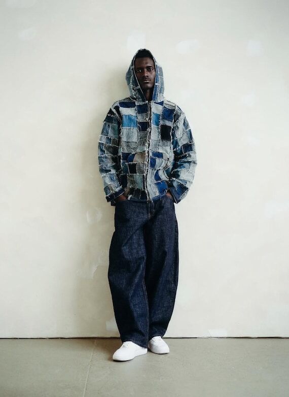 Handmade Denim bomber Jacket with Patch work ...