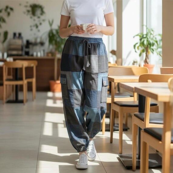 Upcycled Denim Pants | Handmade Patchwork Str...
