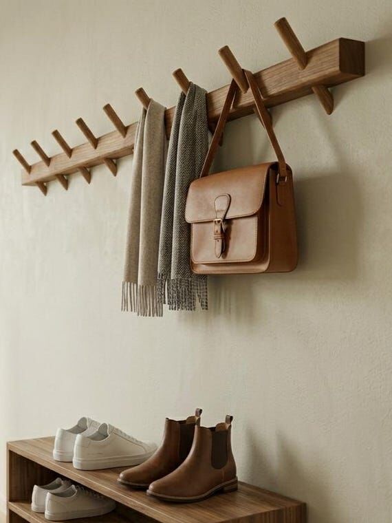 Coat Rack/ Handmade Solid Wood Wall Mounted C...