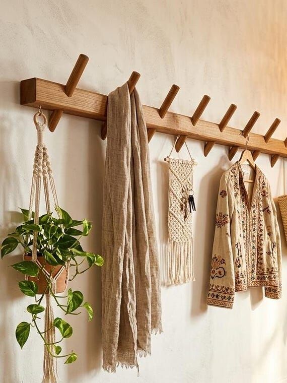 Coat Rack/ Handmade Oak Wall Mounted Coat Rac...