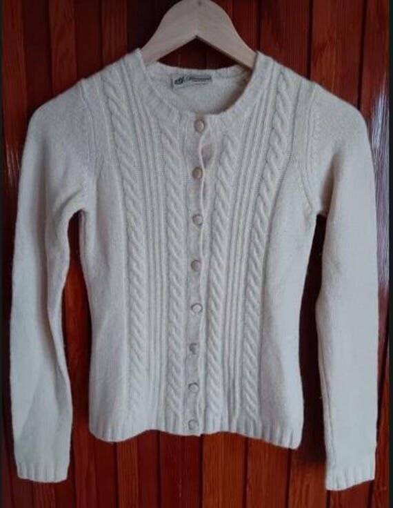 Cream angora woven cardigan Blumarine S...