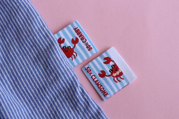 Summer Red Crab Woven Sewing Labels for Handm...