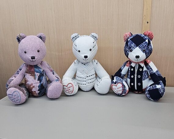 Handmade Sitting Memory Bear with Hidden Zipp...