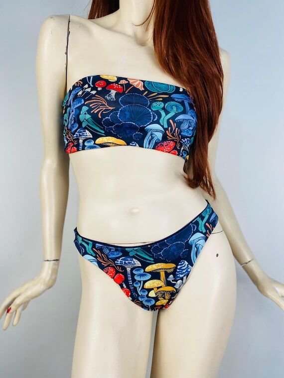 Mushroom Bikini Two Piece Swimsuit Reversible...