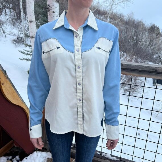 Vintage style western panhandle slim blue and...