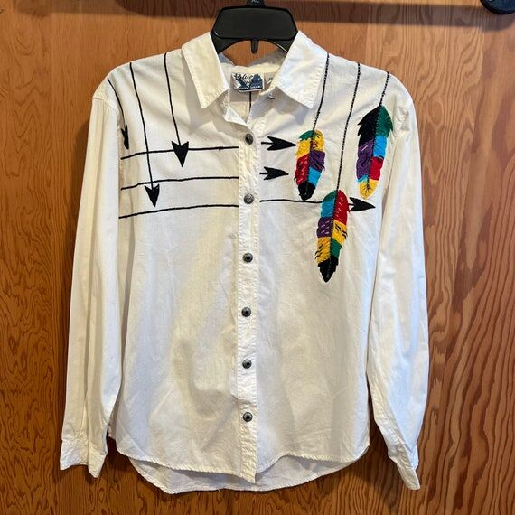 Vintage western Blue Canyon white long sleeve...