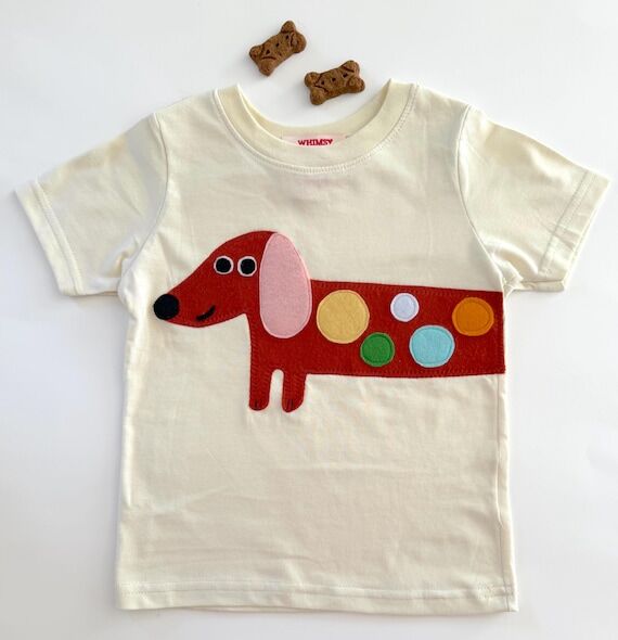 Hand Appliquéd Dachshund Dog Shirt | Retro B...