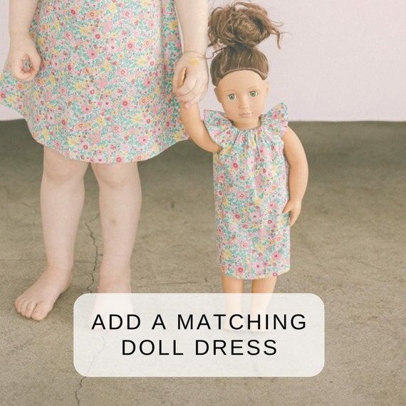 Matching Doll Dress: Cotton & Linen, Fits 12-...