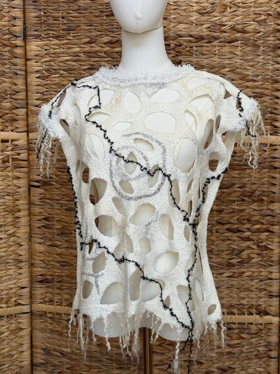 Handmade Nuno Felted Tunic: SilkWool Eco-Frie...