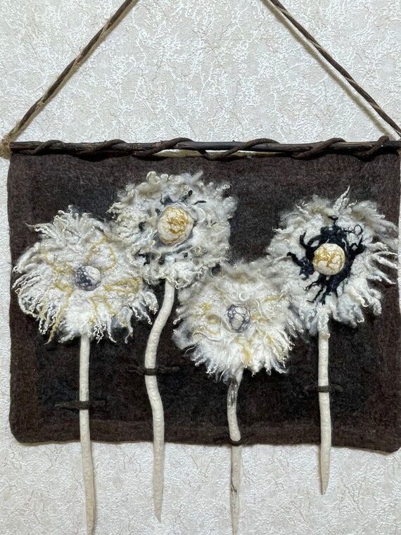 Nuno Felted Wool Wall Art: Boho Tapestry, Eco...