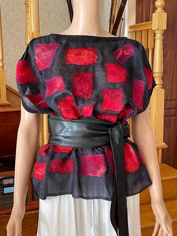 Handmade Nuno Felted Silk Gauze Vest: Eco-Fri...