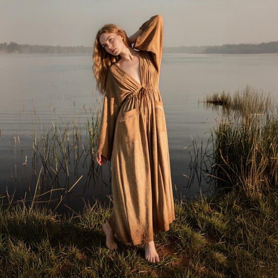 Boho Cotton Jumpsuit Dress • Sand Color God...