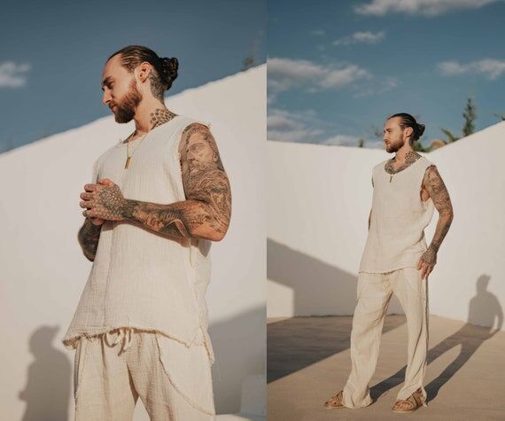Natural Earthy Cotton T-Shirt • Mens Boho C...