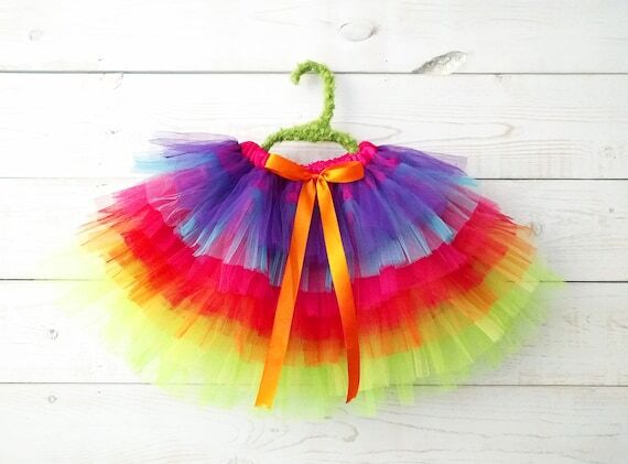 Rainbow Tutu, Flower Girl, Colorful Fairy Cos...