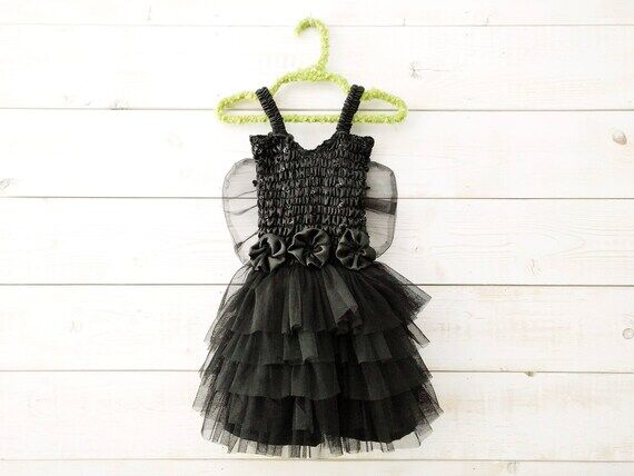 Black Tutu Dress with Butterfly Wings, Sequin...