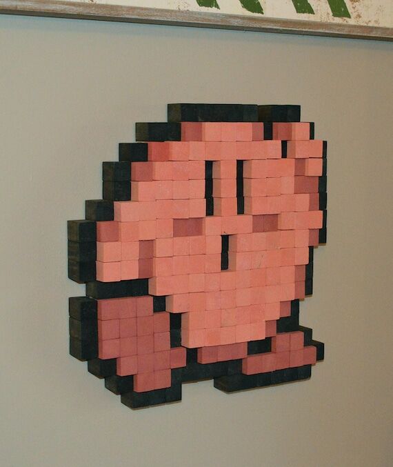Kirby 8-bit Wooden Pixel Fan Art...