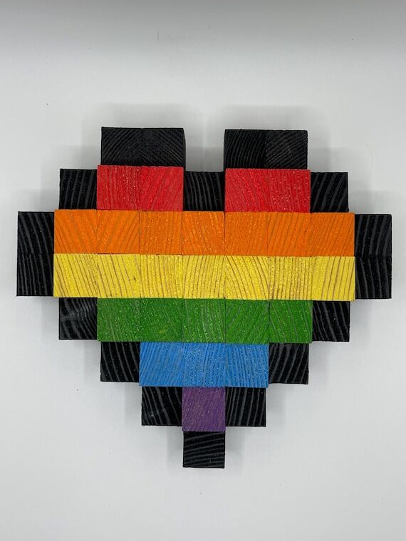 Pride Life 3D Wooden 8-bit Rainbow Heart...