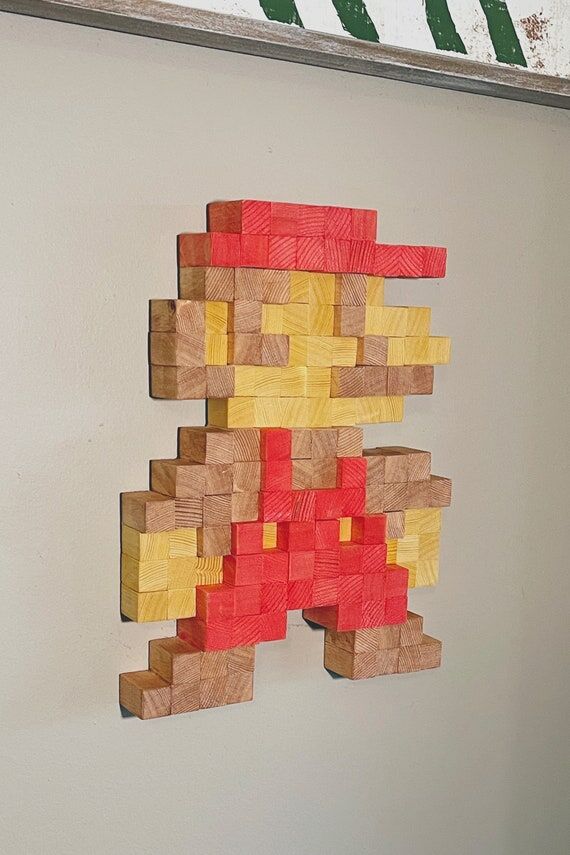 Mario 8-bit Wooden Pixel Fan Art...